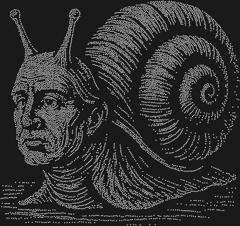 Трафарет Улитка с головой мыслителя — RHT_SNAIL2_SS6_CRYSTAL_CLEAR