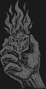 Rhinestone template "Burning ice cube in hand". 6318 rhinestones. A contrast of elements: ice and fire, logic and emotions, a cold mind and a passionate heart – all in one detail.