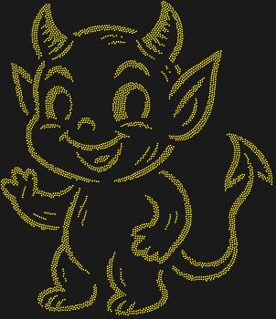 Трафарет из страз «Демоненок», сияющий 3375 огнями, – это озорной поцелуй, шепчущий игривую тайну на вашей одежде или аксессуарах.