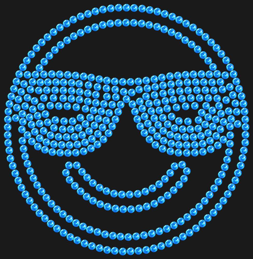 Трафарет Smiling face with sunglasses — RHT_SMILE3_SS10_LT_SAPPHIRE