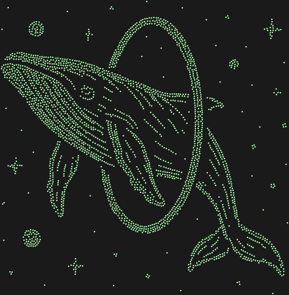 Трафарет Кит, прыгающий в обруч в космосе — RHT_WHALE1_SS10_LT_PERIDOT
