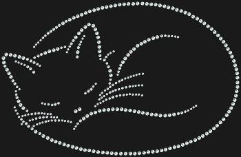 Трафарет «Кошка, свернувшаяся клубочком» из 352 сияющих страз — это нежность, застывшая в блеске, приглашение в мир уюта и тепла, что согреет любое сердце.
