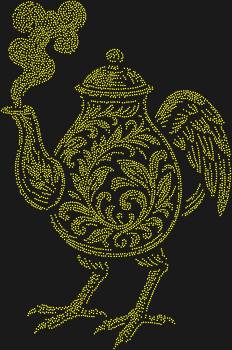 Unusual rhinestone stencil "Teapot on Chicken Legs." 4752 rhinestones. A fantastic blend of coziness and witchcraft - this teapot can surely not only boil water but also work wonders.