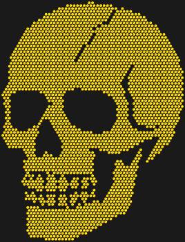 Череп с трещиной, сияющий 2604 искрами страз, шепчет истории о дерзкой красоте и вечной тайне, застывшей в блеске.