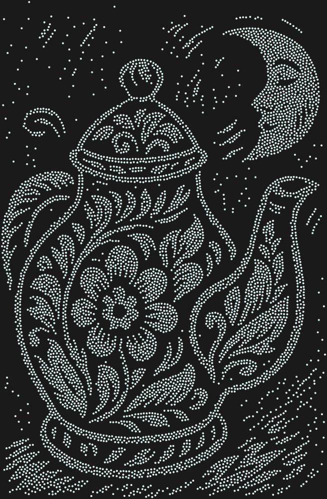 Трафарет The kettle is talking to the moon — RHT_TEAPOTMOON1_SS8_CRYSTAL_AB_DMC