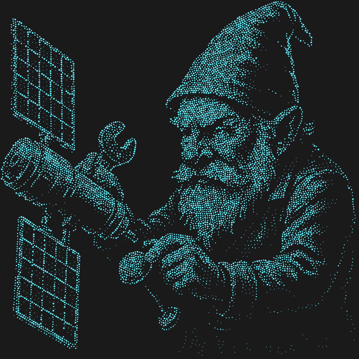 Трафарет Гном чинит спутник — GNOMESATELLITE1