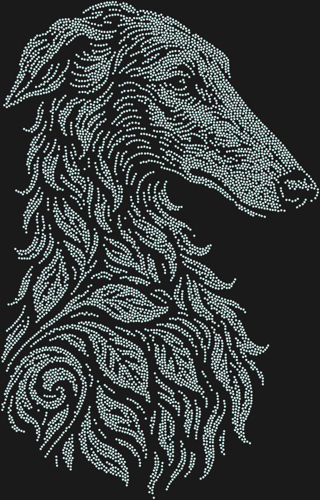 Трафарет Русская борзая — RHT_GREYHOUND1_SS16_CRYSTAL_AB_DMC