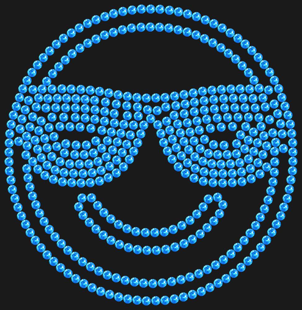 Трафарет Smiling face with sunglasses — RHT_SMILE3_SS16_LT_SAPPHIRE