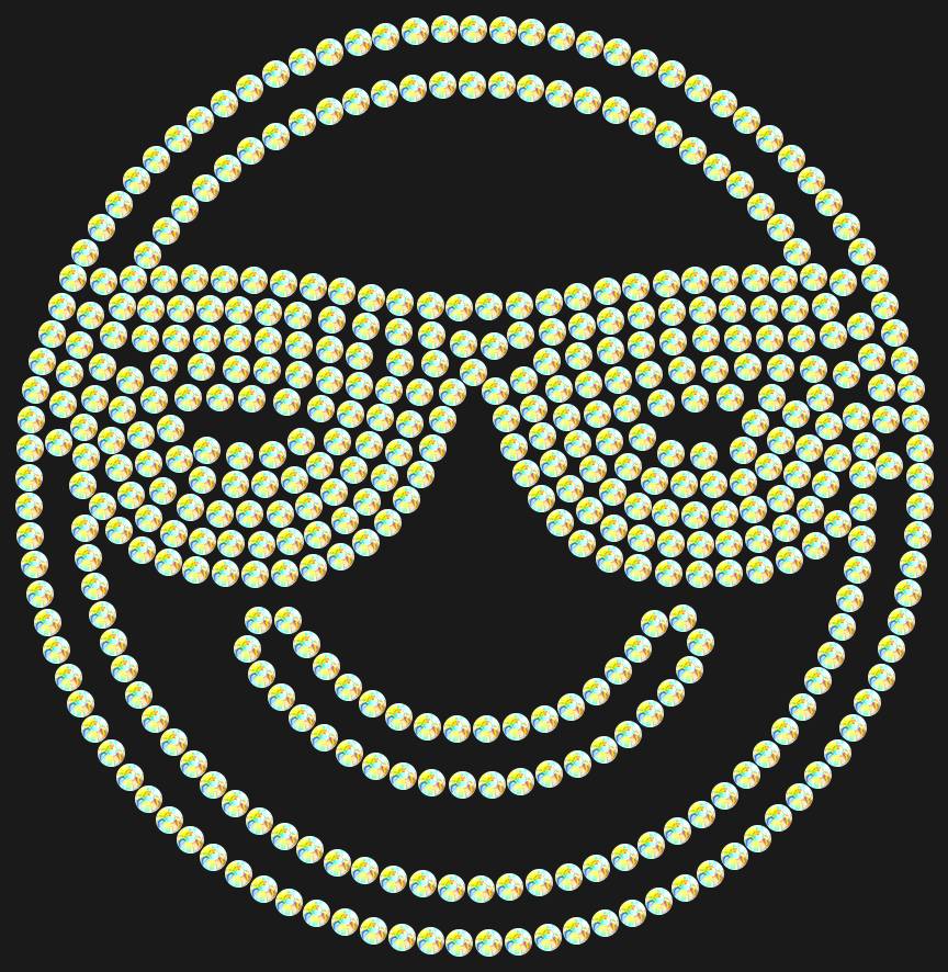 Трафарет Smiling face with sunglasses — RHT_SMILE3_SS6_CRYSTAL_AB