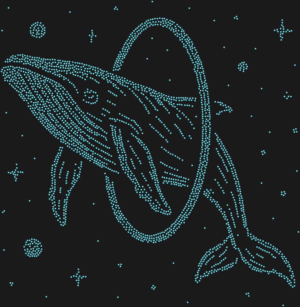 Трафарет Кит, прыгающий в обруч в космосе — RHT_WHALE1_SS10_LT_SAPPHIRE