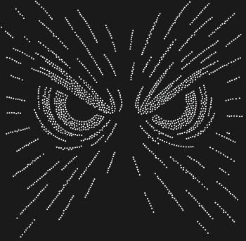 Рисунок из страз по номерам «Жуткие глаза», в котором 1690 мерцающих огоньков страз, откроет портал в мир ночных тайн, где каждый взгляд — это магия, застывшая в блеске.