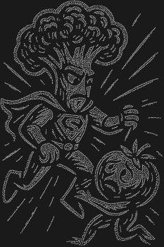 Рисунок из страз «Брокколи в костюме супергероя», где 6675 сверкающих искр оживляют забавную сцену, — это вдохновение, спасающее от скуки и дарящее улыбку в каждом блике.