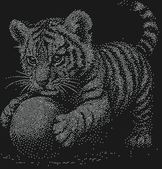 Трафарет из страз «Тигренок с мячиком (на худи)» — это 6235 искрящихся мечт, замерших в объятии игры, что превратят обыденность в произведение искусства.