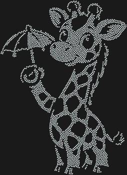 Жираф с зонтиком, усыпанный 2474 сверкающими стразами, превратит вашу мечту в сияющий шедевр, полный доброты и летнего настроения.