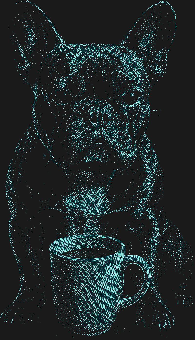 Трафарет Французский бульдог с чашкой кофе — BULLDOGCOFFEE1