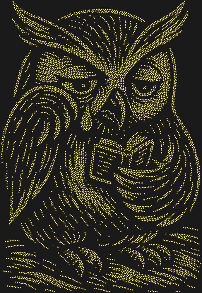 Трафарет An owl reading a sad little book — RHT_OWL3_SS4_GOLD