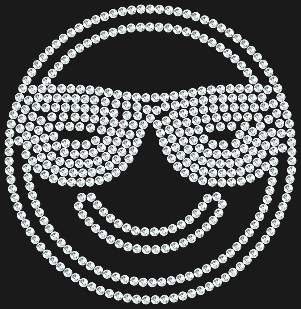 Трафарет Smiling face with sunglasses — RHT_SMILE3_SS16_CRYSTAL_CLEAR