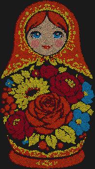 Матрёшка – это 8224 сверкающих страза, что расцветают на полотне, превращая каждый взгляд в танец русского чуда, полного тепла и домашнего уюта.