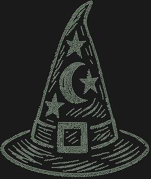 Прикоснись к тайне звёздной ночи с трафаретом «Колпак ведьмы» и зажги в нём 3291 искрящийся огонек, превращая обычное в волшебное.