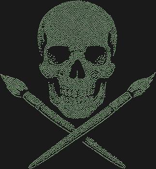 Череп и кисти — это не просто 4672 сияющих стразы, это дерзкий вызов обыденности, воплощенный в арте художника.