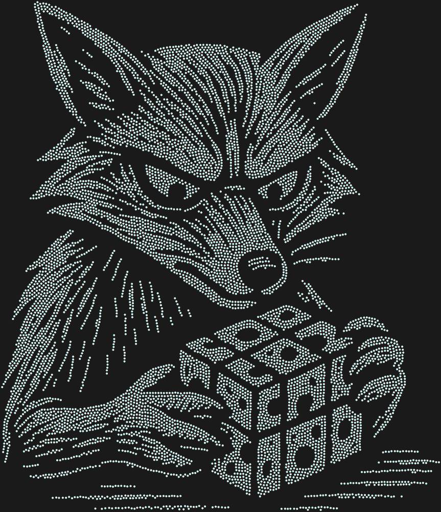 Трафарет Лиса, собирающая кубик рубика (высокое разрешение) — RHT_FOXCUBE2_SS4_CRYSTAL_AB_DMC