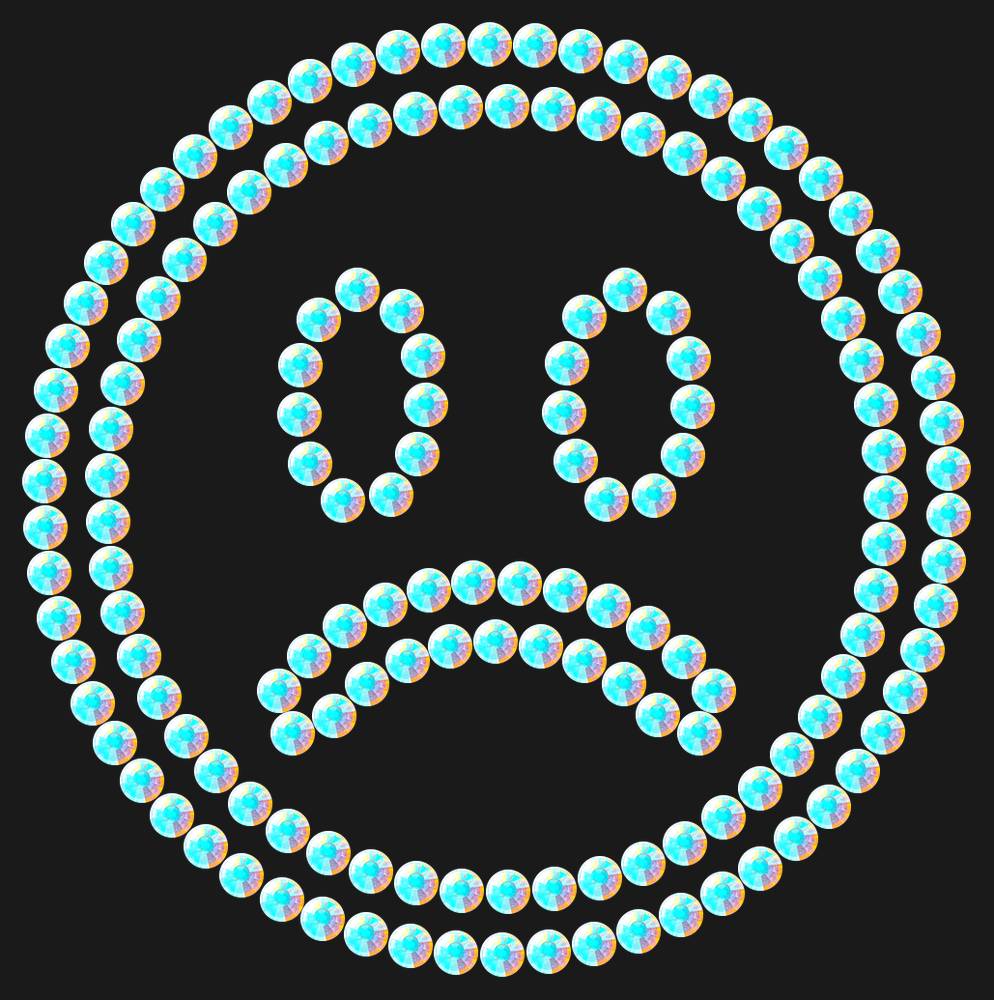 Трафарет Sad emoji — RHT_SMILE6_SS16_CRYSTAL_AB_DMC