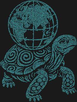 Unusual "Turtle Holding the Globe" diamond painting kit. 6058 rhinestones. Like a legend, frozen in sparkle — a pattern where each rhinestone is like a star on the path of the great bearer of peace.