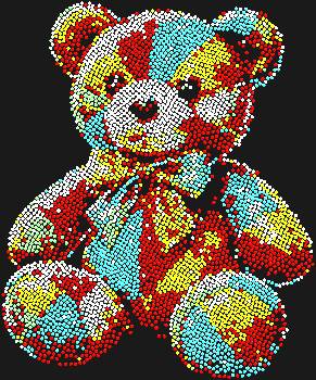 Трафарет из страз «Разноцветный плюшевый медведь», искрящийся 4608 гранями, подарит вашим вещам теплую улыбку детской мечты, расцветая радужным сиянием.
