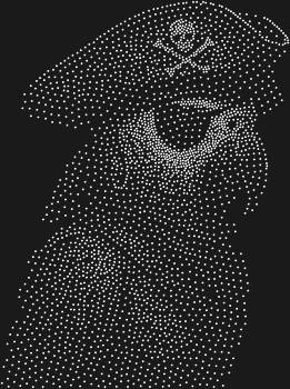 Rhinestone pattern "Pirate Parrot". 2748 rhinestones. A symbol of free spirit, joyful audacity, and dreams of distant shores — this pattern is sure to liven up any accessory.