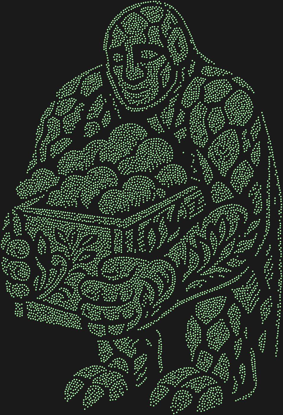 Трафарет Stone golem and a box with clouds — GOLEMCLOUD1