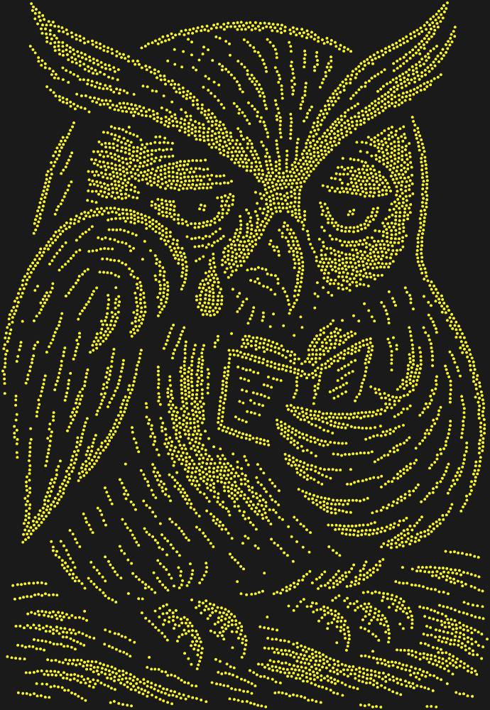 Трафарет Сова, читающая грустную книжечку — RHT_OWL3_SS12_OLIVE