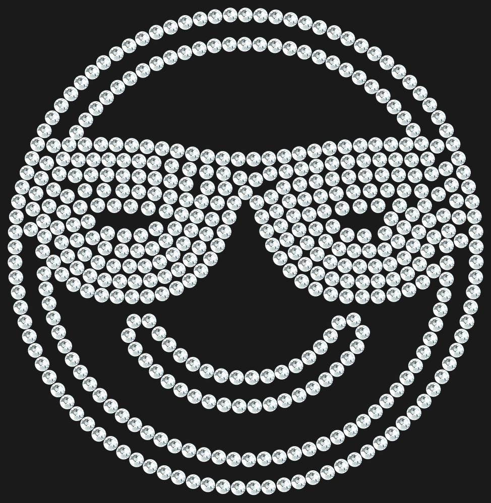 Трафарет Smiling face with sunglasses — RHT_SMILE3_SS20_CRYSTAL_CLEAR