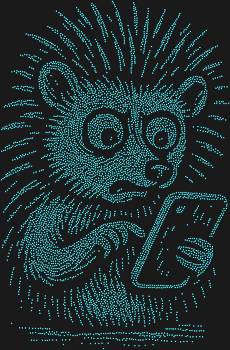Rhinestone art kit "Hedgehog with a smartphone". 5697 rhinestones. A funny and touching scene that brings a smile, along with a subtle hint at modern tech addiction.