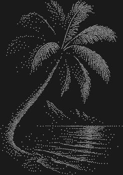 Рисунок из страз по номерам «Пальма на берегу океана» – это 3277 искрящихся мгновений, что запечатлеют шепот волн и нежность тропического бриза на вашем полотне мечты.