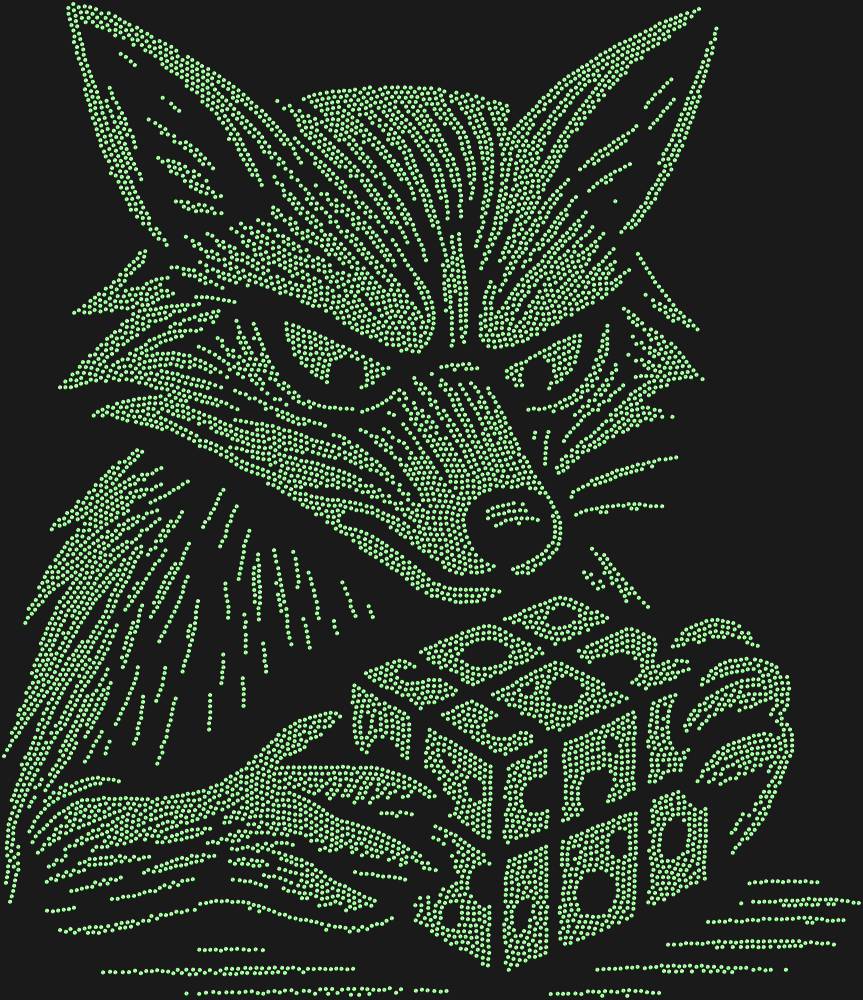 Трафарет Лиса, собирающая кубик рубика (высокое разрешение) — RHT_FOXCUBE2_SS16_LT_PERIDOT