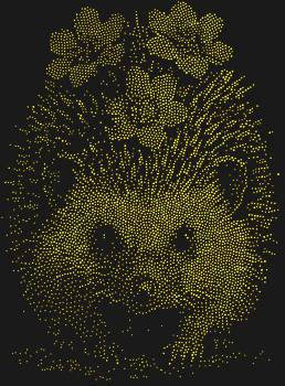 Трафарет из страз «Ёж с цветами (на худи)» — это 5413 искрящихся огней, что подарят вашему образу игривое цветочное чудо, распускающееся на иголках милого ежика.