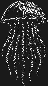 Рисунок из страз «Медуза», сияющий 879 жемчужными искрами, оживает в танце морской глубины, где каждый кристалл – это застывшая капля света, завлекая в свои объятия.