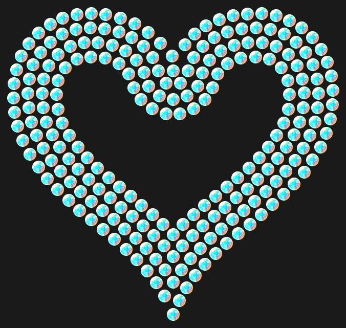 Трафарет Outline heart — RHT_HEART3_SS6_CRYSTAL_AB_DMC