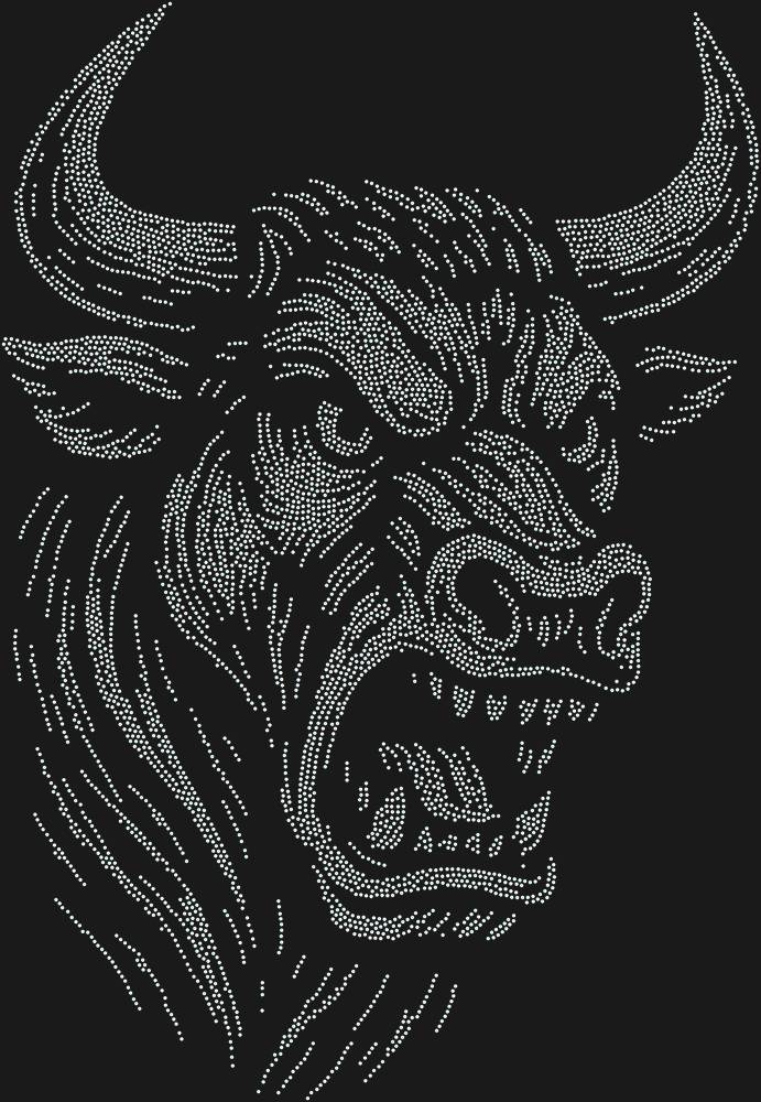 Трафарет Разъяренный бык (большое разрешение) — RHT_BULL3_SS6_CRYSTAL_AB_DMC