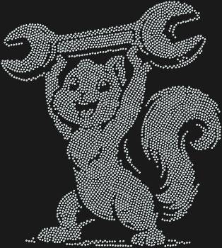 Трафарет из страз «Белка с гаечным ключом», сияющий 3762 алмазными искорками, подарит вашим вещам озорной, сверкающий акцент, который заставит улыбнуться.