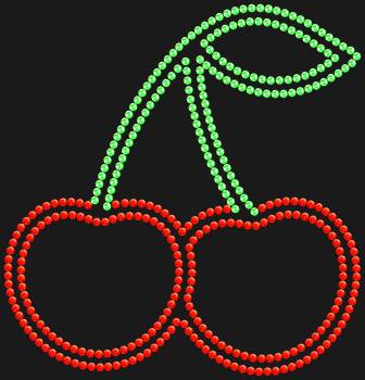 Scheme by numbers "Colored Cherry". 379 rhinestones. Green leaves and scarlet berries - this image is like something out of a pop art page, where every detail sounds loud, fresh and in the style of freedom.