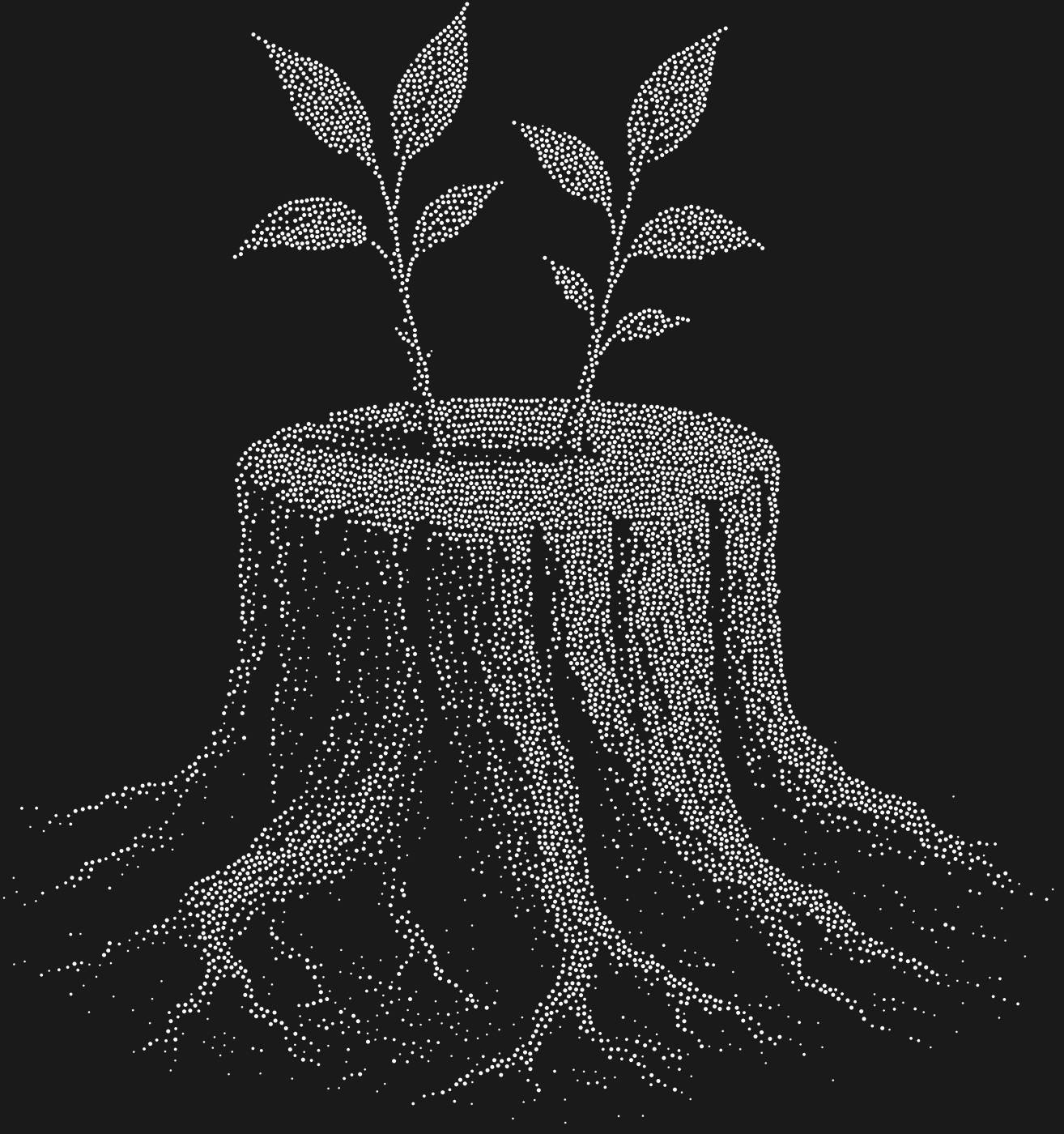 Трафарет Пень с листочками — STUMPLEAVES1