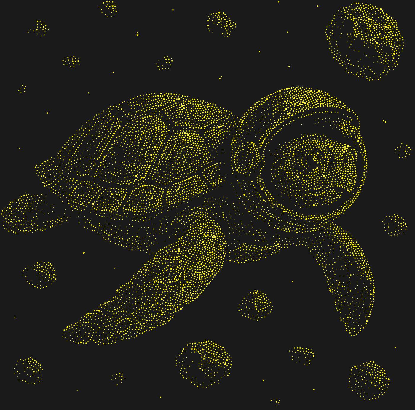 Трафарет Черепаха среди астероидов — SPACETURTLE1