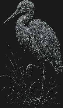 Рисунок из страз «Журавль» — 3733 сияющих грани оживят картину величия природы, запечатлев мгновение изящного танца в болотных травах.