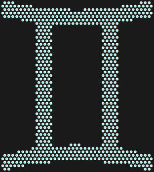 Gemini - 631 rhinestones. A symbol of intellect, freedom, and new ideas.