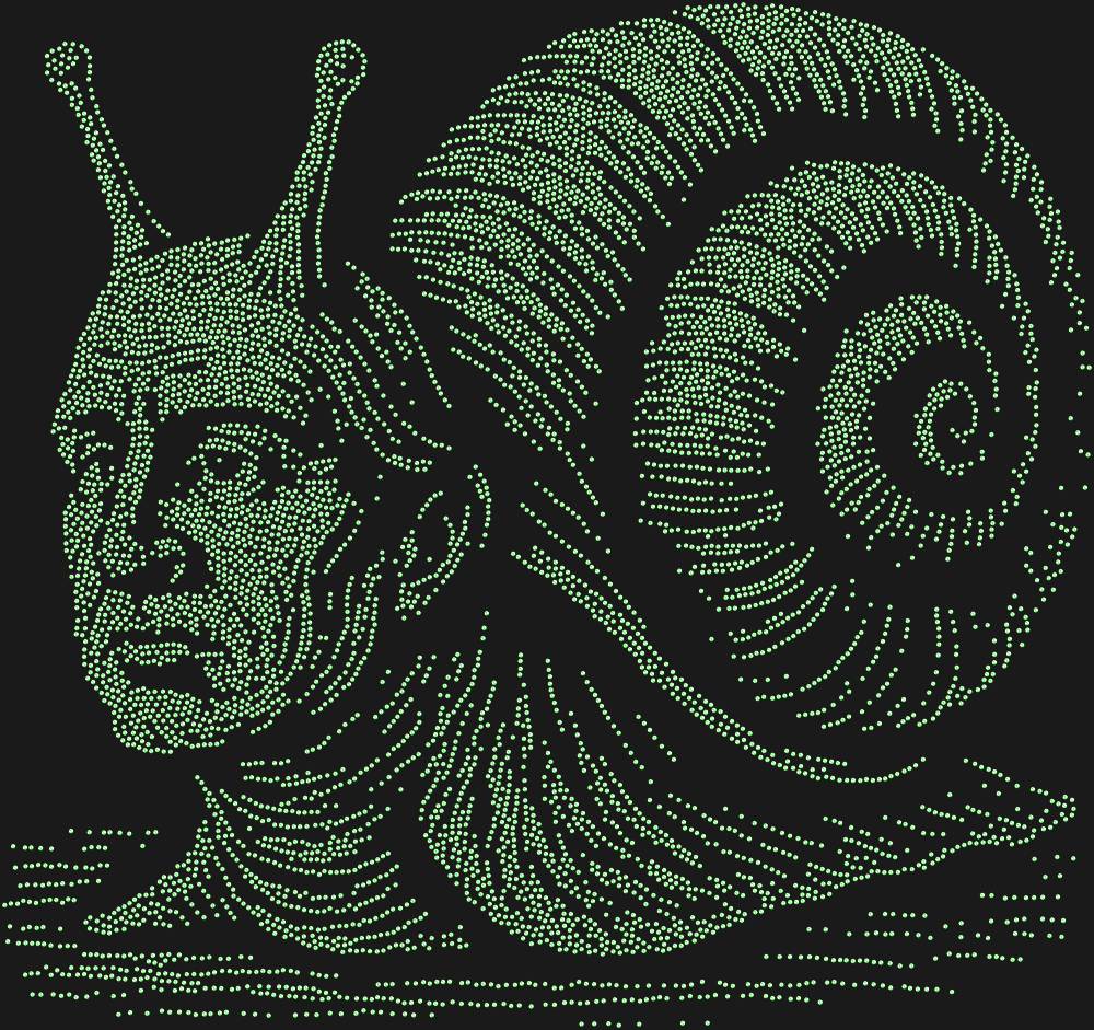 Трафарет Улитка с головой мыслителя — RHT_SNAIL2_SS16_LT_PERIDOT