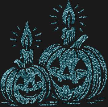 Трафарет из страз «Тыквы со свечами», сияющий 7154 искрами, словно приглашает уют и тепло осенних вечеров в каждый уголок вашего дома.