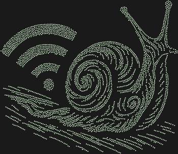 "Wi-Fi Snail" stencil. 3588 rhinestones. An excellent option for those who know that speed is not the main thing. Add some humor to your digital everyday life.