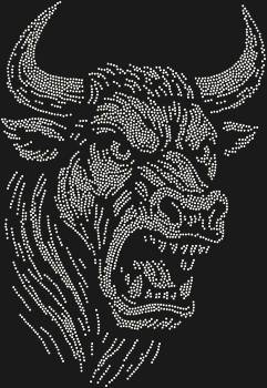 Original rhinestone stencil "Raging Bull." 3318 rhinestones. An image that awakens primal power—ideal for those who are not afraid to be real and loud.
