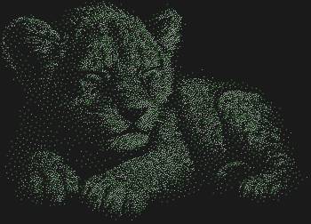 Трафарет из страз «Дремлющий львёнок», мерцающий 6581 бликом, словно дарит кусочек жаркого солнца и нежности, запечатлённый в сверкающем танце.